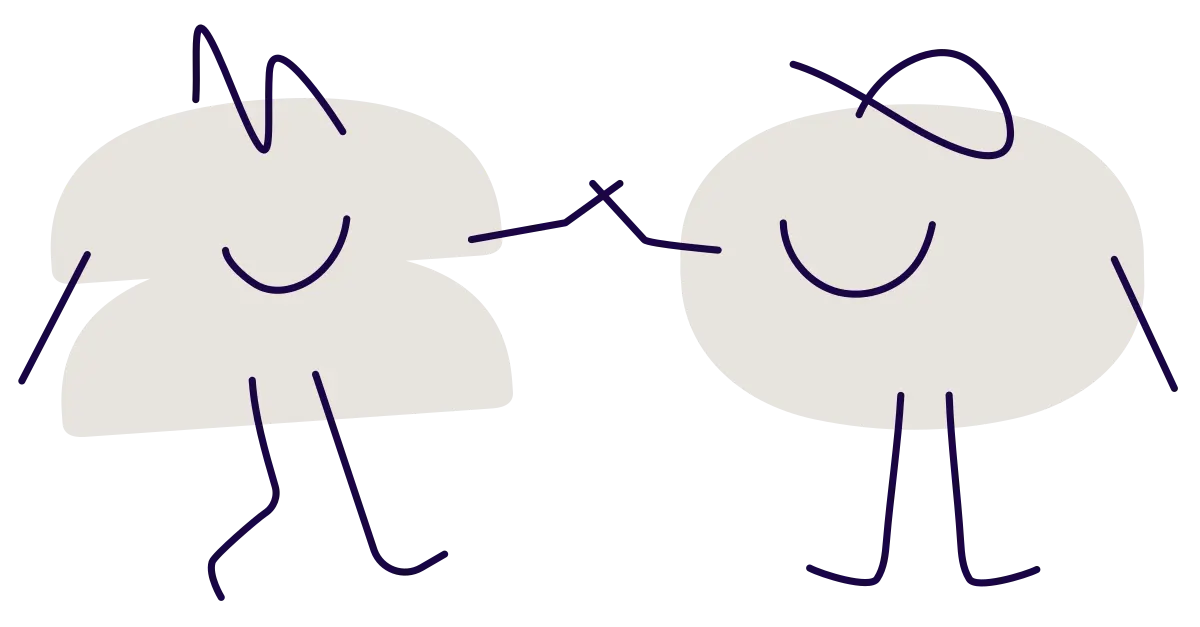 Two bone-coloured characters giving each other a high five